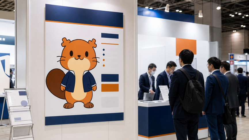 ぷらびーばーを展示会パネルに使用した活用イメージ
